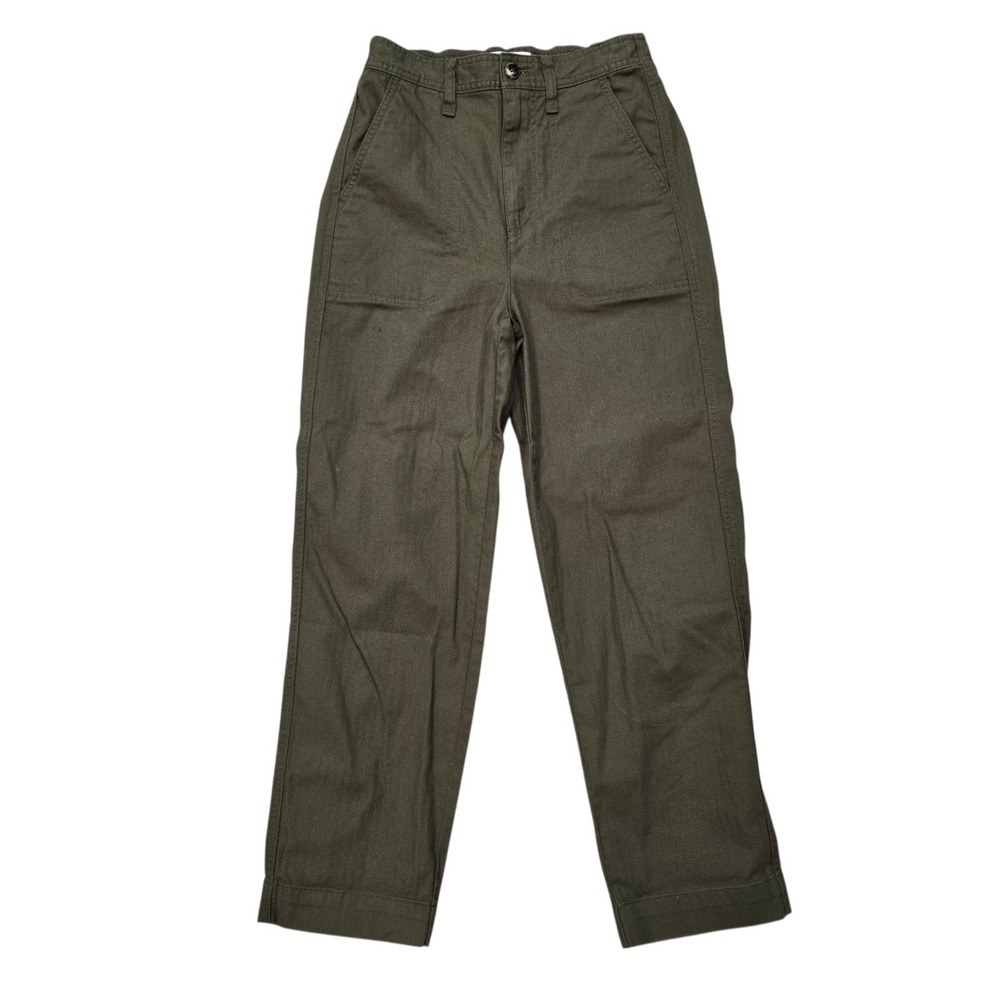Madewell Women's Green Pants XXS High Rise Cotton‎ Blend Elastic Waist Casual